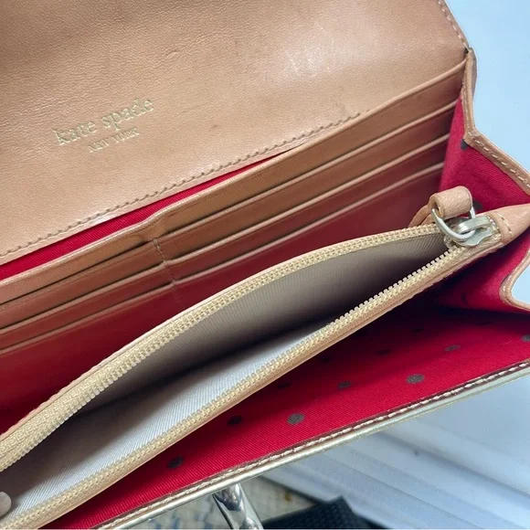 Kate Spade Metallic Cyndy Leather Wallet in‎ Gold - Picture 10 of 11